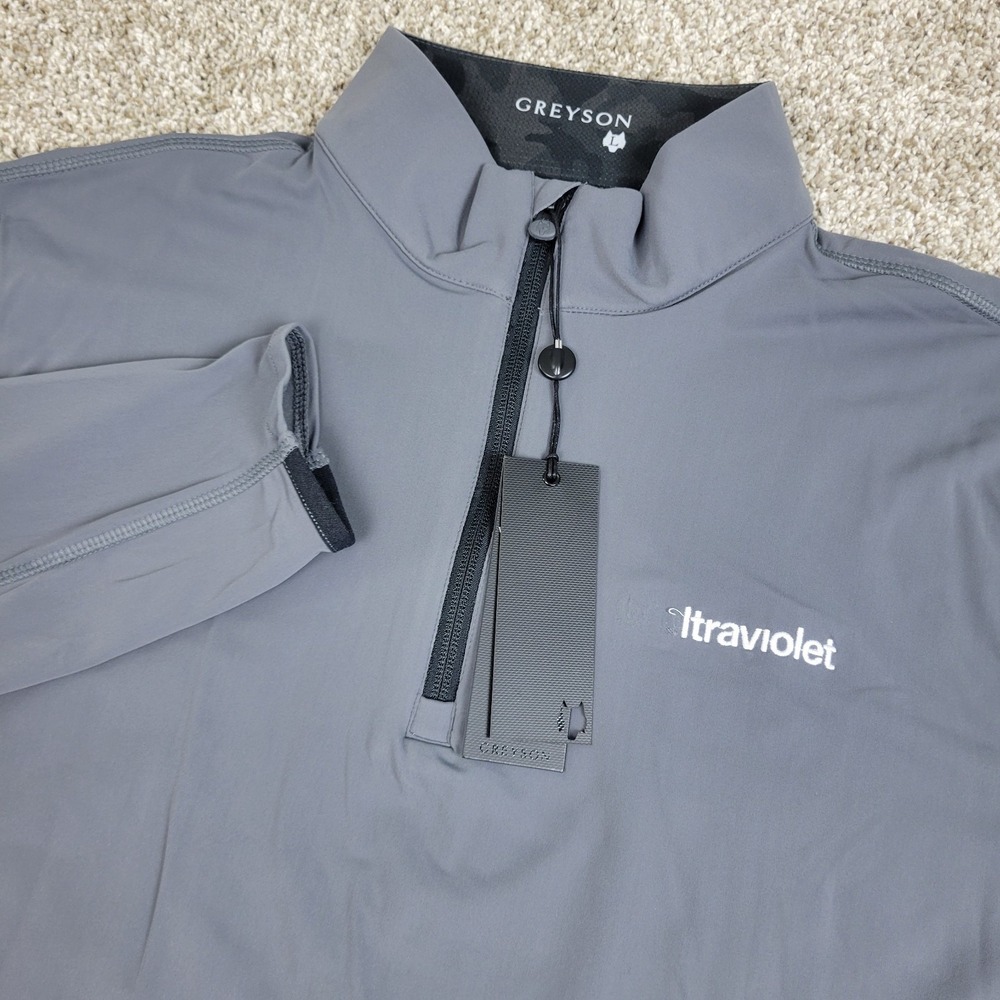 NWT Greyson Mens Large Solid Gray Performance Stretch Golf Quarter Zip